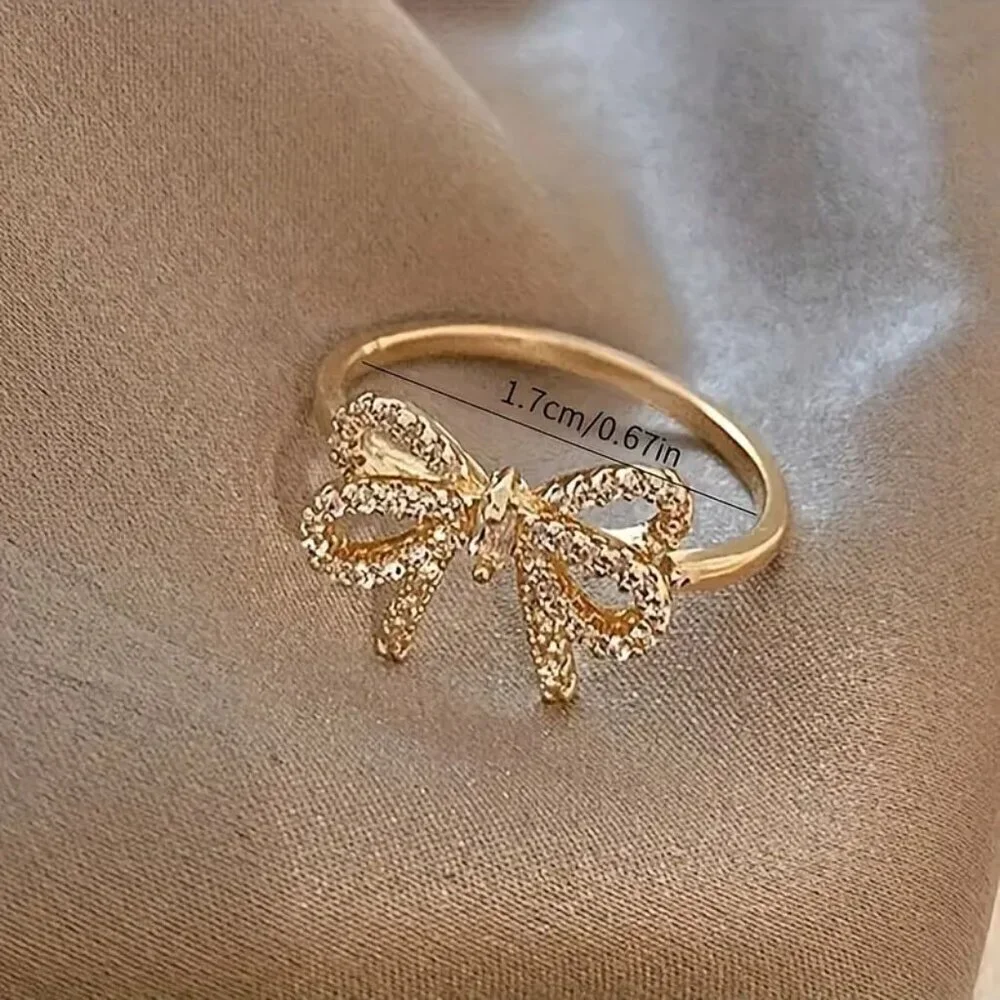 NEW adjustable gold bow ring, coquette bow jewelry, trendy bow ring, gold bow